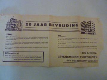 Bonkaart 20 jaar bevrijding 1945-1965 beschikbaar voor biedingen