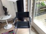 Zwart lederen buisstoel, Huis en Inrichting, Stoelen, Ophalen, Gebruikt, Zwart, Metaal