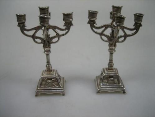 Antieke zilveren miniatuur kandelaars Haarlem uit ca. 1928, Antiek en Kunst, Antiek | Goud en Zilver, Zilver, Verzenden