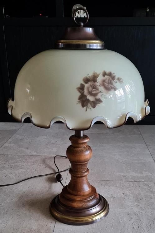 Mooie tafellamp met glazen kap, Antiek en Kunst, Antiek | Lampen, Ophalen