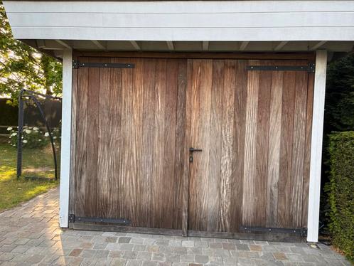 Massieve poort in afrormosia, Tuin en Terras, Tuinpoorten, Zo goed als nieuw, Hout, 200 cm of meer, Ophalen of Verzenden