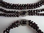 Granaten ketting plus armband/ set, Verzenden, Zilver, Ketting, Met edelsteen