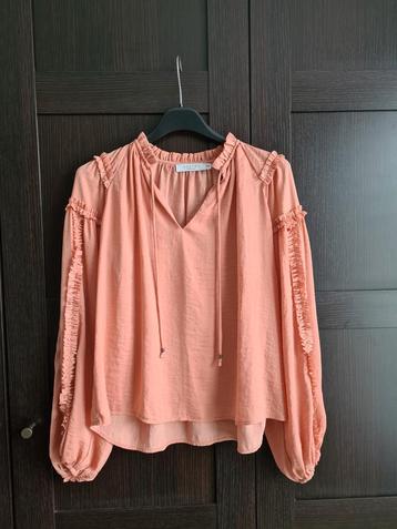 Nieuw Costes Rebel blouse XS 34 Zalm roze pofmouw beschikbaar voor biedingen