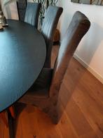 6 grijze eetkamerstoelen met hoge rugleuning, Huis en Inrichting, Stoelen, Ophalen, Gebruikt, Grijs, Stof