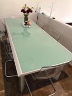 Design keukentafel glas/aluminium, Huis en Inrichting, Ophalen, Gebruikt, 200 cm of meer, 50 tot 100 cm
