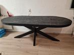Ovale zwarte eettafel, Ophalen, Gebruikt, 100 tot 150 cm, 200 cm of meer