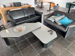2-zits leren bank, 3-zits bank + salontafel - complete set!, Ophalen, Leer