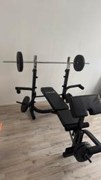 Halterbank inc stang en gewichten, Ophalen, Zo goed als nieuw, Fitnessbank