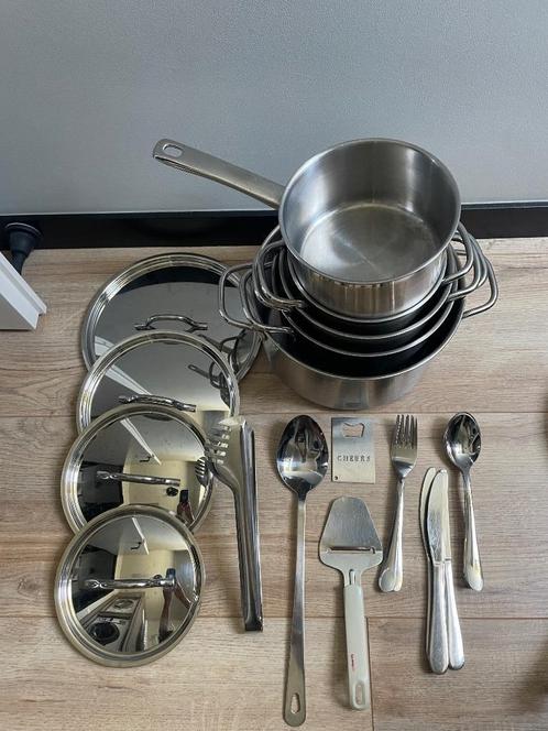 BK Profiline 5-delige pannenset, Huis en Inrichting, Keuken | Potten en Pannen, Gebruikt, Pannenset, Rvs, Ophalen