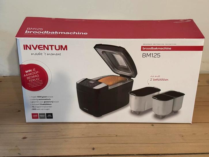 Inventum BM125 Broodbakmachine - 2 Bakblikken, Witgoed en Apparatuur, Broodbakmachines, Gebruikt, Met timer, 800 tot 1200 gram deeg