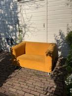 Tweezits bankje okergeel stof, Ophalen, Gebruikt, Tweepersoons, 75 tot 100 cm