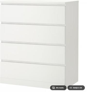 Ikea Malm ladenkast 4 lades 80cm wit beschikbaar voor biedingen
