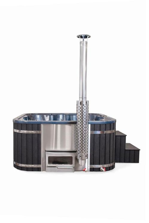 Hottub/spa met houtkachel. Optie jets, verlichting, isolatie, Tuin en Terras, Bubbelbaden en Hottubs, Nieuw, Vast, Trap, Ophalen