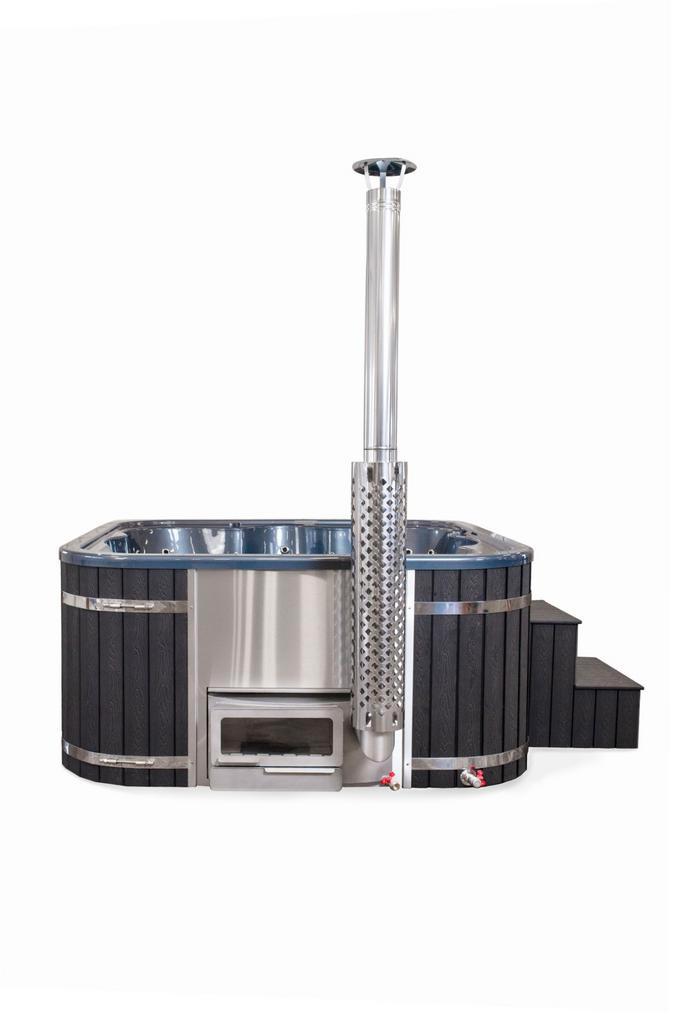 Hottub/spa met houtkachel. Optie jets, verlichting, isolatie, Tuin en Terras, Bubbelbaden en Hottubs, Nieuw, Vast, Trap, Ophalen