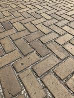 Gebakken klinkers keiformaat geel brons, Tuin en Terras, Tegels en Klinkers, Ophalen, Gebruikt, Keramiek, Klinkers