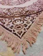 Vintage tafelkleed velvet oudroze vierzijdig franje 138/139, Huis en Inrichting, Tafelkleden, Gebruikt, Etten-Leur, Djt@dejuistetoon.eu