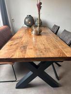 Teakhouten eettafel met metalen onderstel ~ hele grote tafel, Huis en Inrichting, Tafels | Eettafels, 100 tot 150 cm, Teakhout