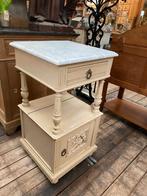 Brocante Frans Kastje nachtkastje met Marmeren Plaat, Ophalen