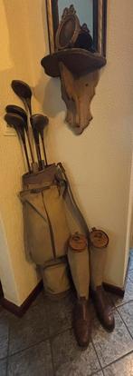 Antieke golftas met golfclubs, Ophalen of Verzenden