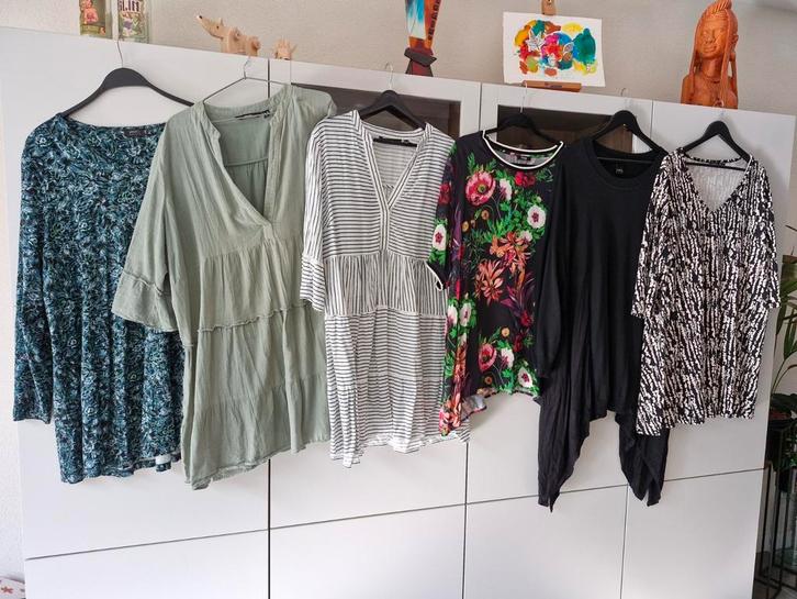 28 bovenstukken 48/56 bloes, tuniek, shirt, vest, Top etc., Kleding | Dames, Dames-kledingpakketten, Zo goed als nieuw, Maat 46/48 (XL) of groter