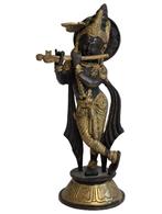 Oude Bronzen Krishna Beeld – Fluitspeler, 25,7 cm, Ophalen of Verzenden, Gebruikt