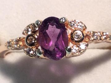 verstelbare ring gemaakt van echt 925 zilver en amethist beschikbaar voor biedingen