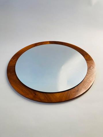 Vintage teak ronde spiegel Deense teakfineer spiegel beschikbaar voor biedingen