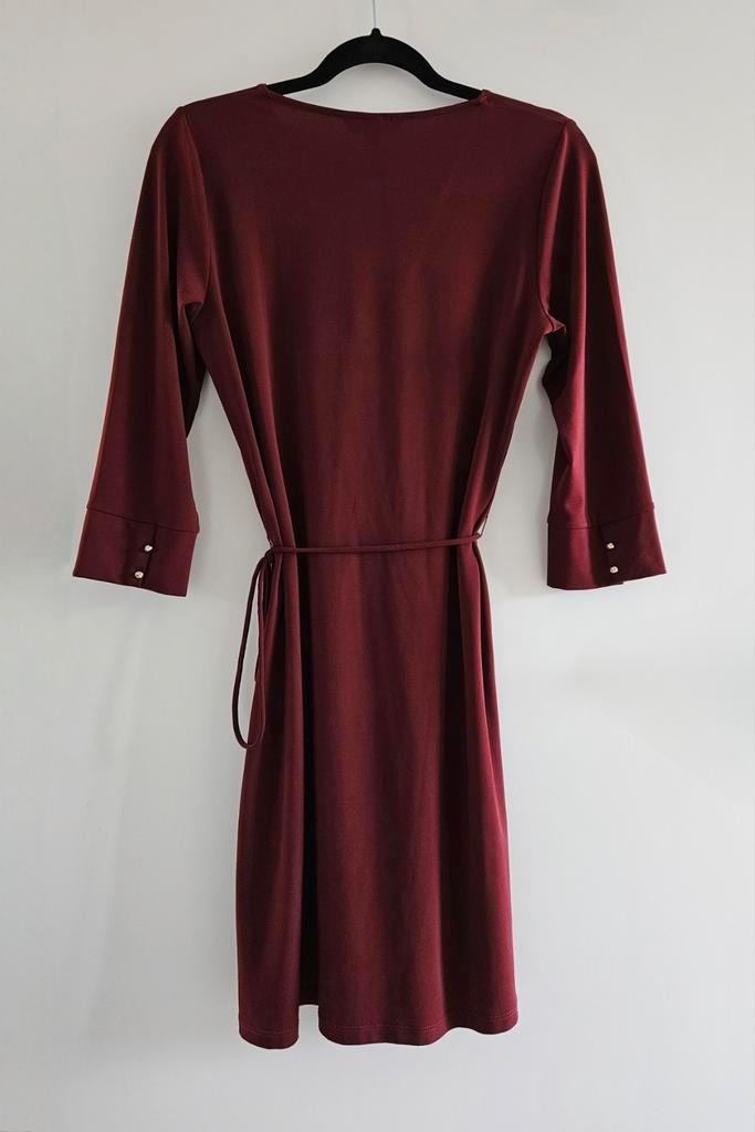 H&m Jurk Met Strikceintuur ≥ H&M Donkerrood Jurkje