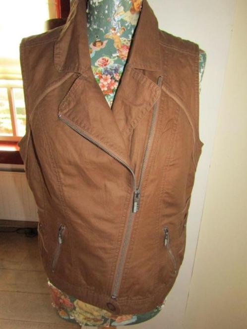 D1485 CECIL mt M gilet biker cognac lichtbruin rits wax, Kleding | Dames, Truien en Vesten, Zo goed als nieuw, Maat 38/40 (M)
