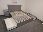 Bed met lades ikea malm 140x200 + nachtkastje en matras, Ikea, Tweepersoons, Zo goed als nieuw, 200 cm