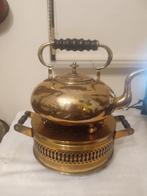 Vintage messing rechaud met houten handvatten, Ophalen of Verzenden