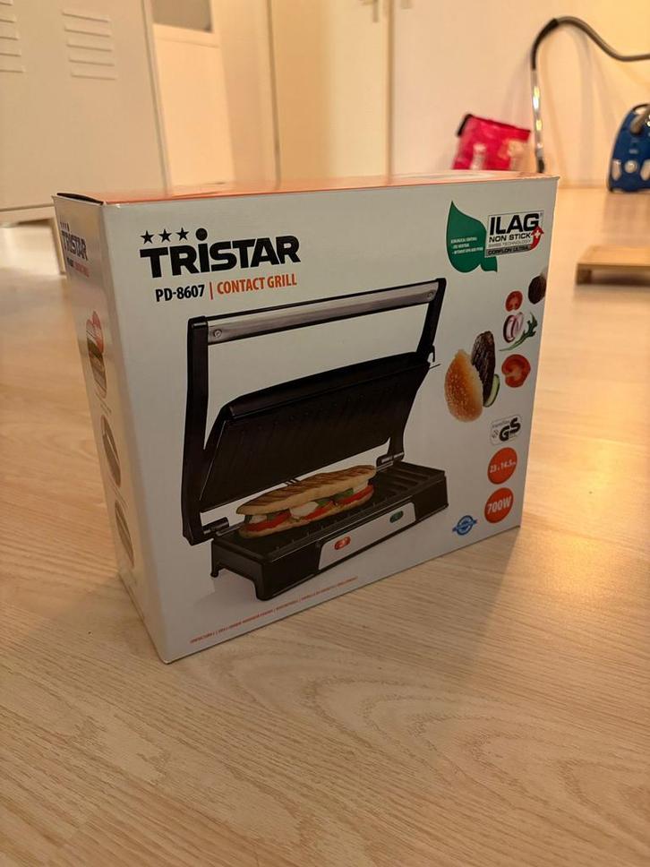 Tristar Contact Grill - PD-8607, Witgoed en Apparatuur, Grillplaten, Nieuw, Tafelgrill, Vaatwasmachinebestendig, Ophalen of Verzenden