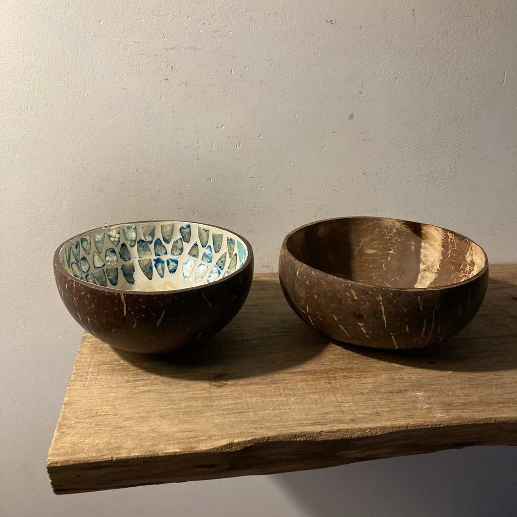 2 Kokosnoot Bakjes - Rond, 13 cm, Overige materialen, Gebruikt, Schaal, Rond