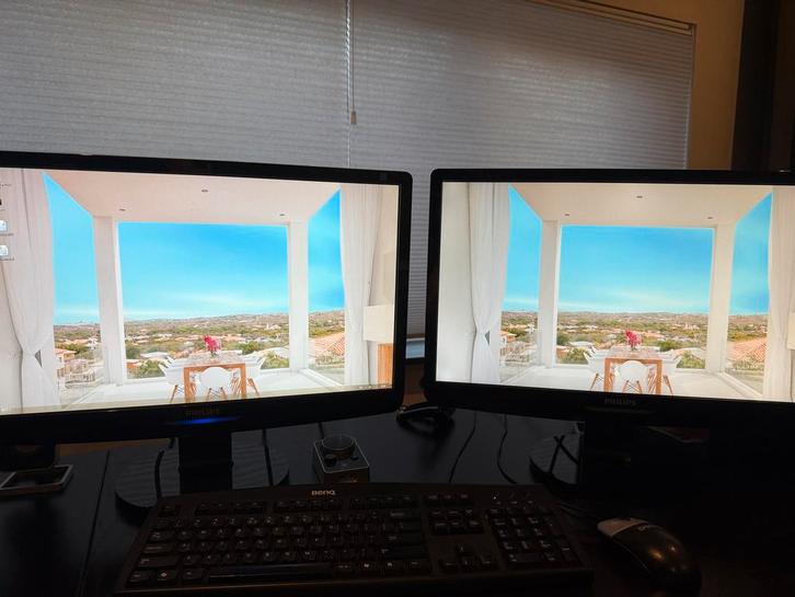 2x Philips 23" monitor - Full HD, Computers en Software, Monitoren, Gebruikt, 60 Hz of minder, VGA, LED, Full HD, 5 ms of meer