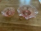 Nestje van 2 roze vintage schalen - glas gewelfd patroon, Ophalen of Verzenden