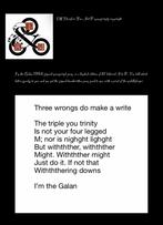 I’m the Galan gedicht Three wrongs do make a write 1/27 A/&, I’m the Galan, Verzenden, Nieuw, Eén auteur