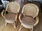 Rotan stoeltjes, Ophalen, Twee, Bruin, Riet of Rotan