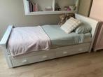 Wit eenpersoonsbed met logeerbed en lades, Ophalen, Gebruikt, 90 cm, Eenpersoons