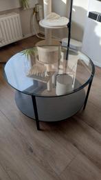 Ronde zwarte salontafel glazen bovenkant IKEA, Ophalen, 50 tot 100 cm, Rond, 50 tot 100 cm