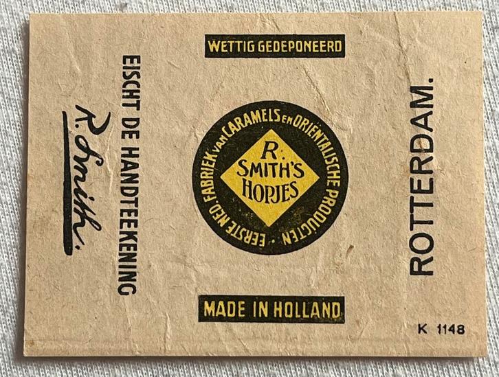 verpakkingspapiertje Smith’s hopjes Rotterdam, Verzamelen, Merken en Reclamevoorwerpen, Overige typen, Ophalen of Verzenden