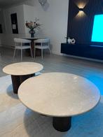 Eleonora Salontafel, Bijzettafel & Eettafel Xavi Wit Marmer, Overige houtsoorten, Japandi, 100 tot 150 cm, Rond