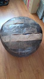 Poef leder / leer lapjes bruin, Ophalen, Gebruikt, 50 tot 75 cm, 50 tot 75 cm