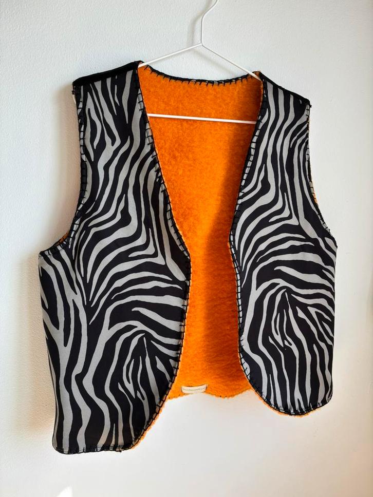 Hippe reversible wollen bodywarmer M/L/XL, Kleding | Dames, Bodywarmers, Zo goed als nieuw, Maat 46/48 (XL) of groter, Oranje
