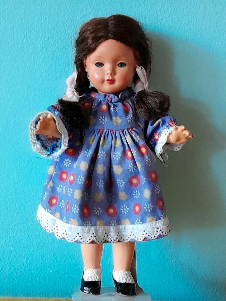 Oud popje slaapogen Tortulon jaren 60 25 cm, Verzamelen, Poppen, Gebruikt, Pop, Ophalen of Verzenden