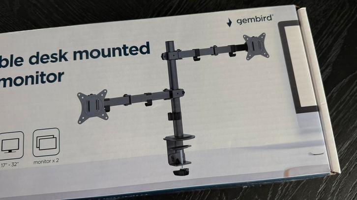 MONITORBEUGEL / MONITORARM voor 2 SCHERMEN 17-32”, Computers en Software, Monitoren, Zo goed als nieuw, In hoogte verstelbaar