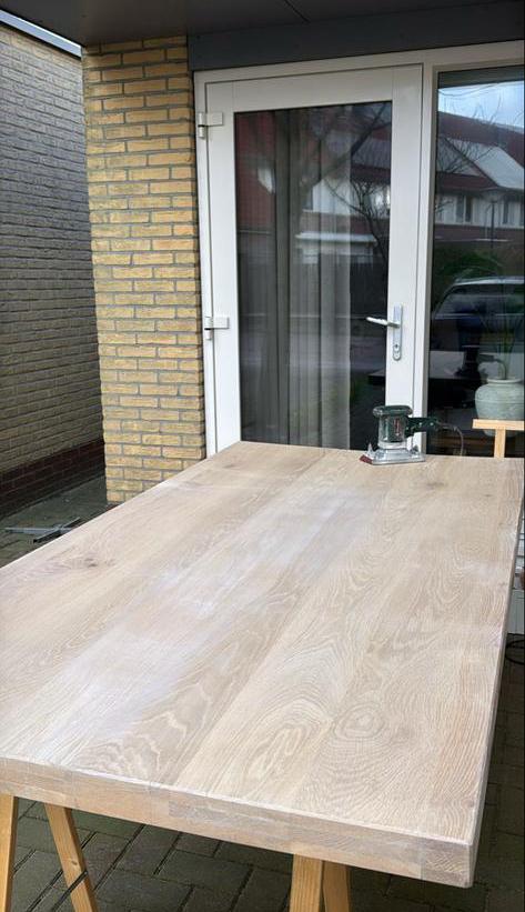 Massief houten tafelblad - 200x99.5x6 cm, Huis en Inrichting, Tafels | Eettafels, Gebruikt, 50 tot 100 cm, 150 tot 200 cm, Vier personen