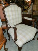 Klassieke Noten Fauteuil met Bekleding, Huis en Inrichting, Stoelen, Ophalen, Gebruikt, Bruin, Klassiek