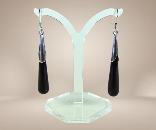 Prachtige 925 zilver JUGENDSTIL onyx oorbellen!, Sieraden, Tassen en Uiterlijk, Oorbellen, Zo goed als nieuw, Hangers, Zilver