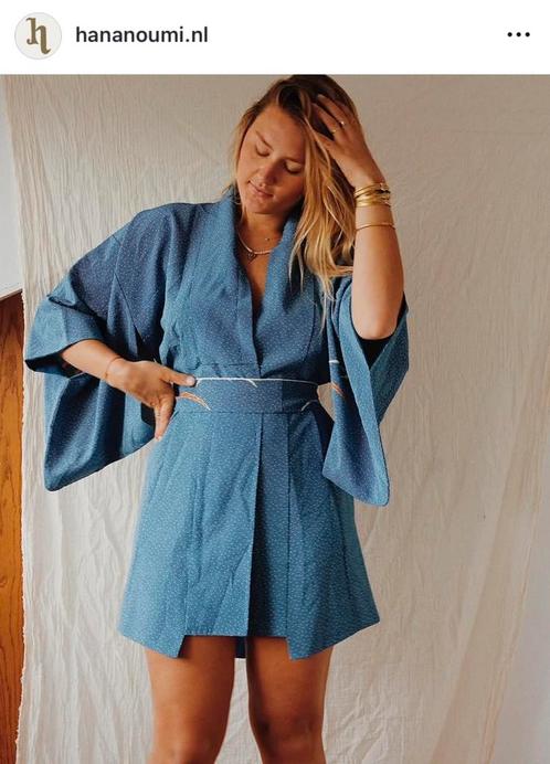 Kimono van Hananoumi, Kleding | Dames, Jurken, Zo goed als nieuw, Blauw, Boven de knie, Ophalen of Verzenden