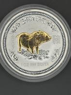 Lunar 1 - 1oz year of the pig 2007 - gilded - blad goud, Ophalen of Verzenden, Goud